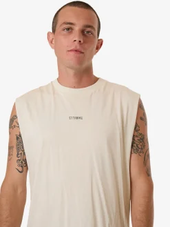 Online Thrills Minimal Merch Fit Muscle Tee - Heritage White HeritageWhite