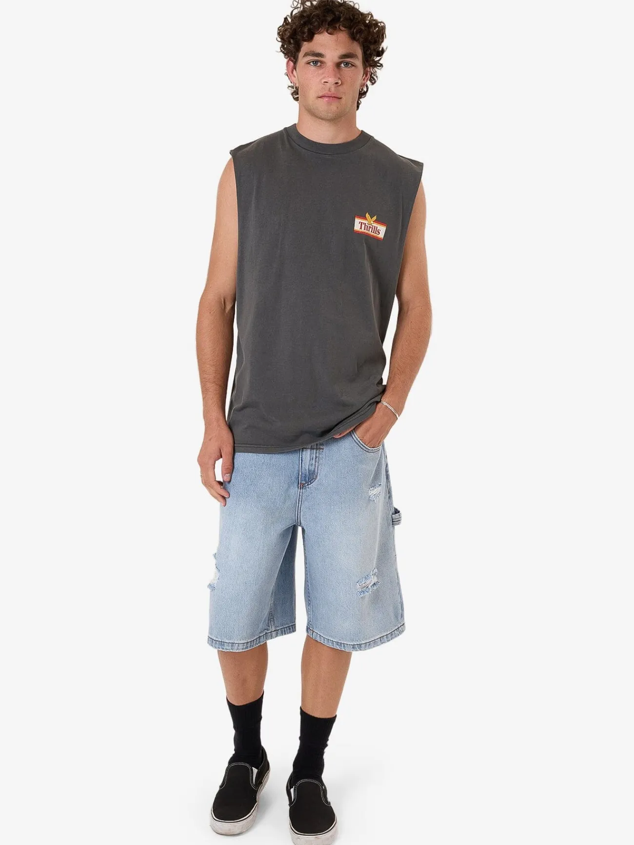 Discount Thrills Never Stop Merch Fit Muscle Tee - Merch Black MerchBlack