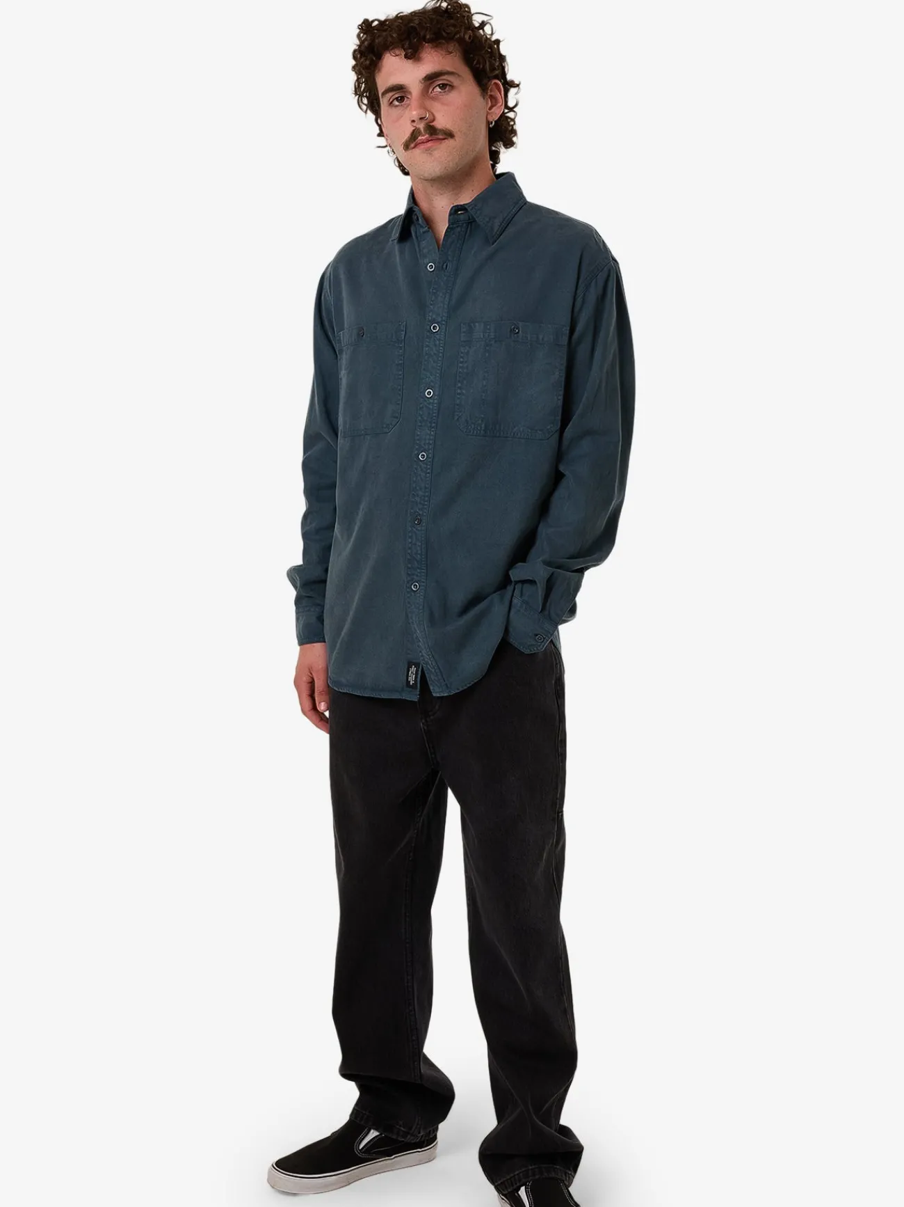 Online Thrills New Issue Long Sleeve Work Shirt - Petrol