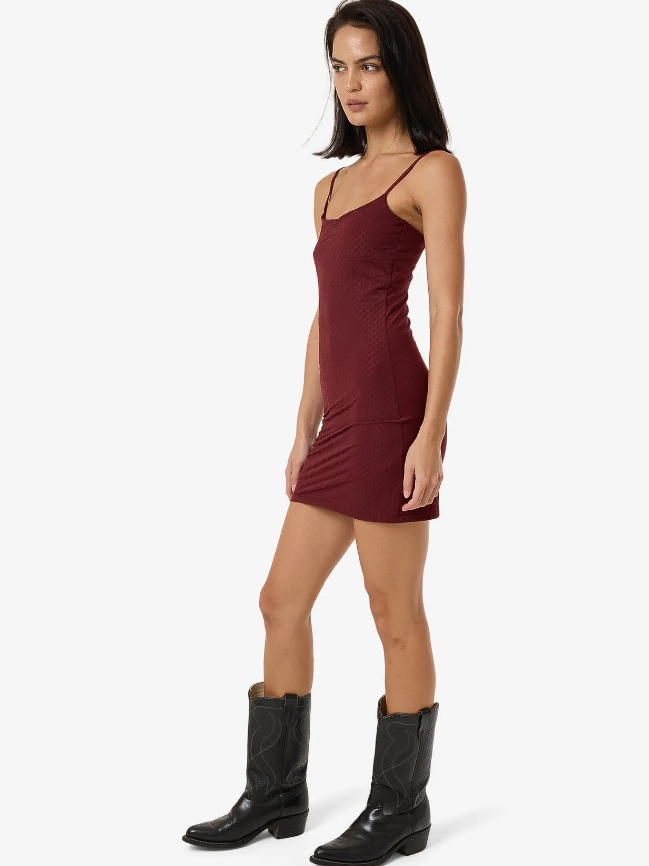 Sale Thrills Petra Mesh Mini Dress - Dark Cherry DarkCherry