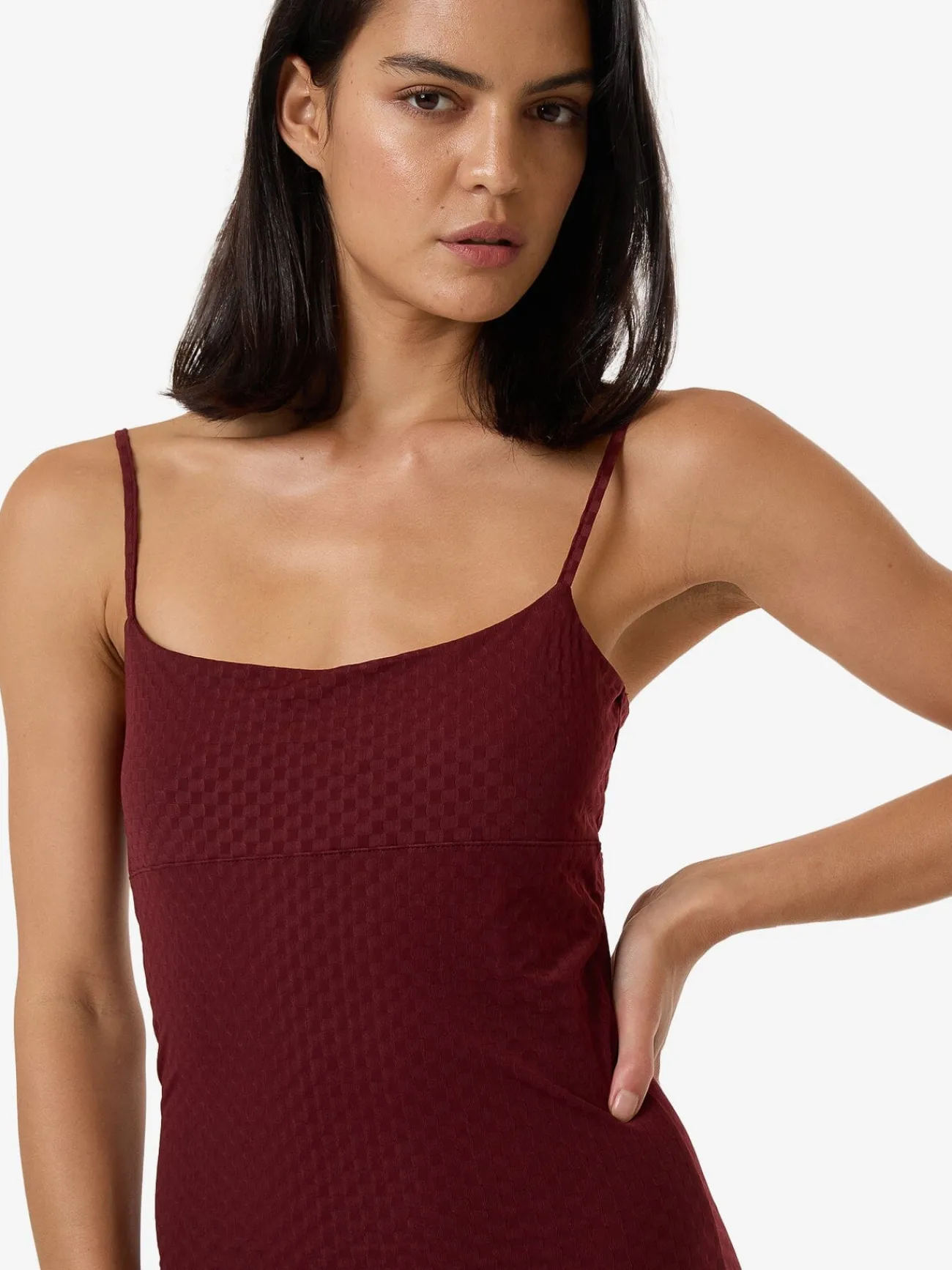 Sale Thrills Petra Mesh Mini Dress - Dark Cherry DarkCherry