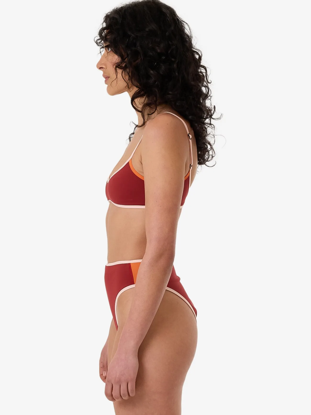 Clearance Thrills Petra 90S High Cut Bikini Bottom - Crimson