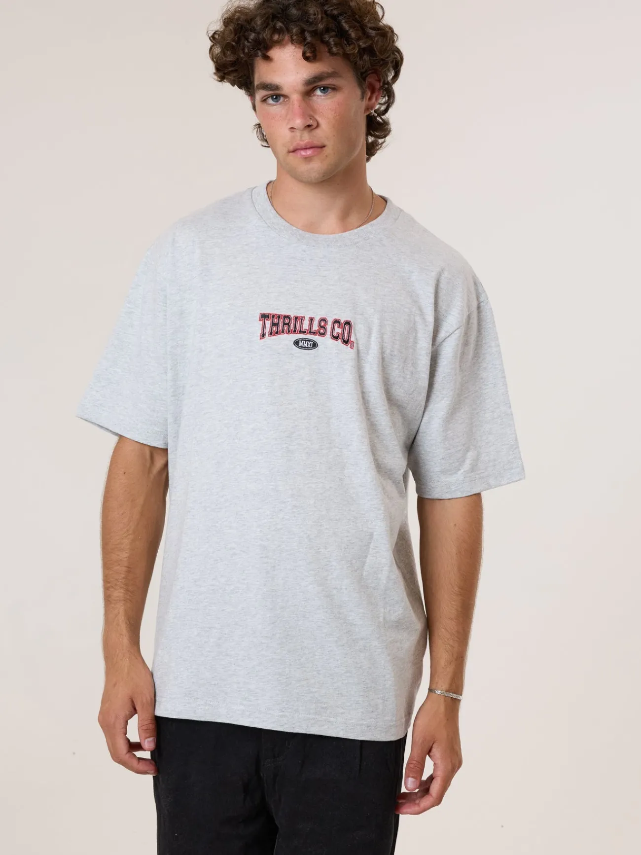 New Thrills Recruit Oversize Fit Tee - Snow Marle SnowMarle