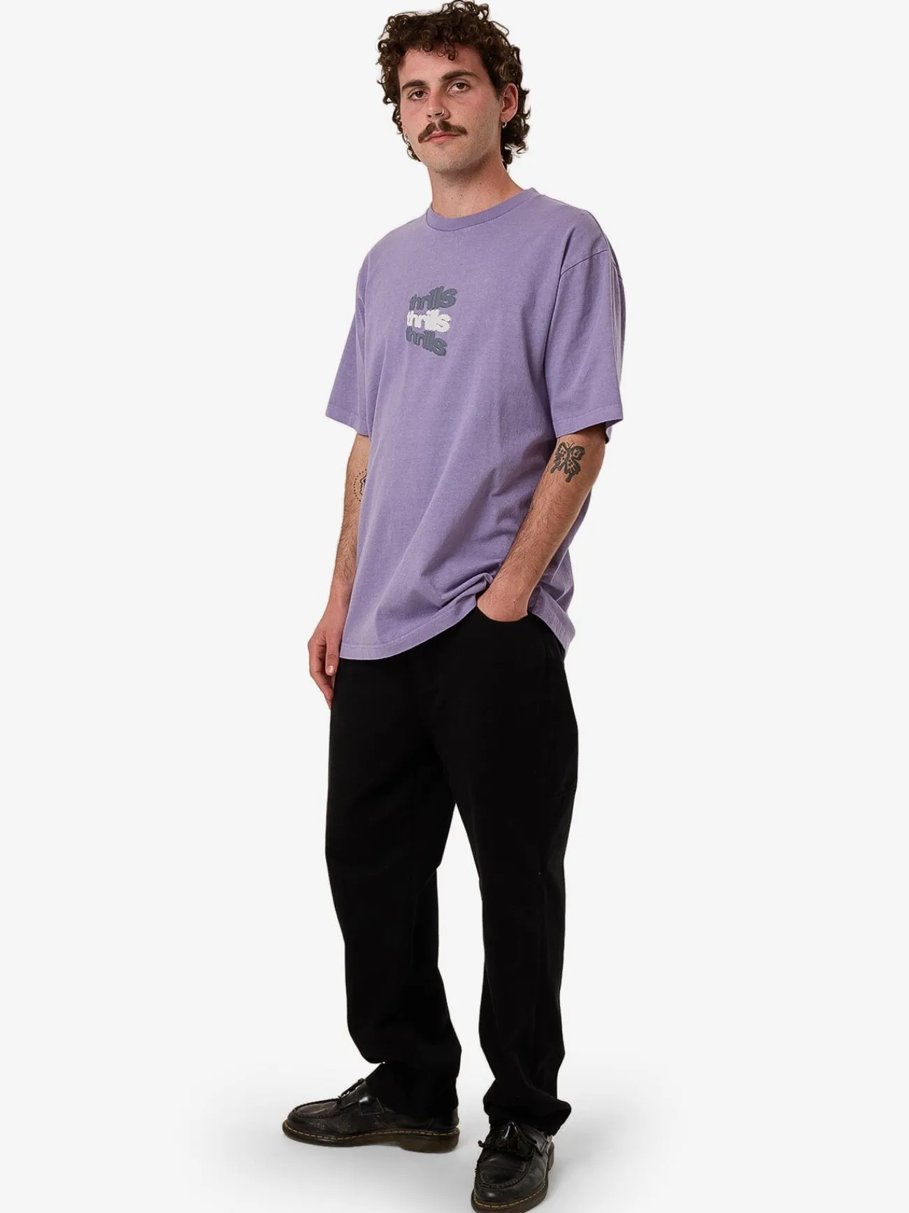 Discount Thrills Relax Your Eyes Oversize Fit Tee - Dusk