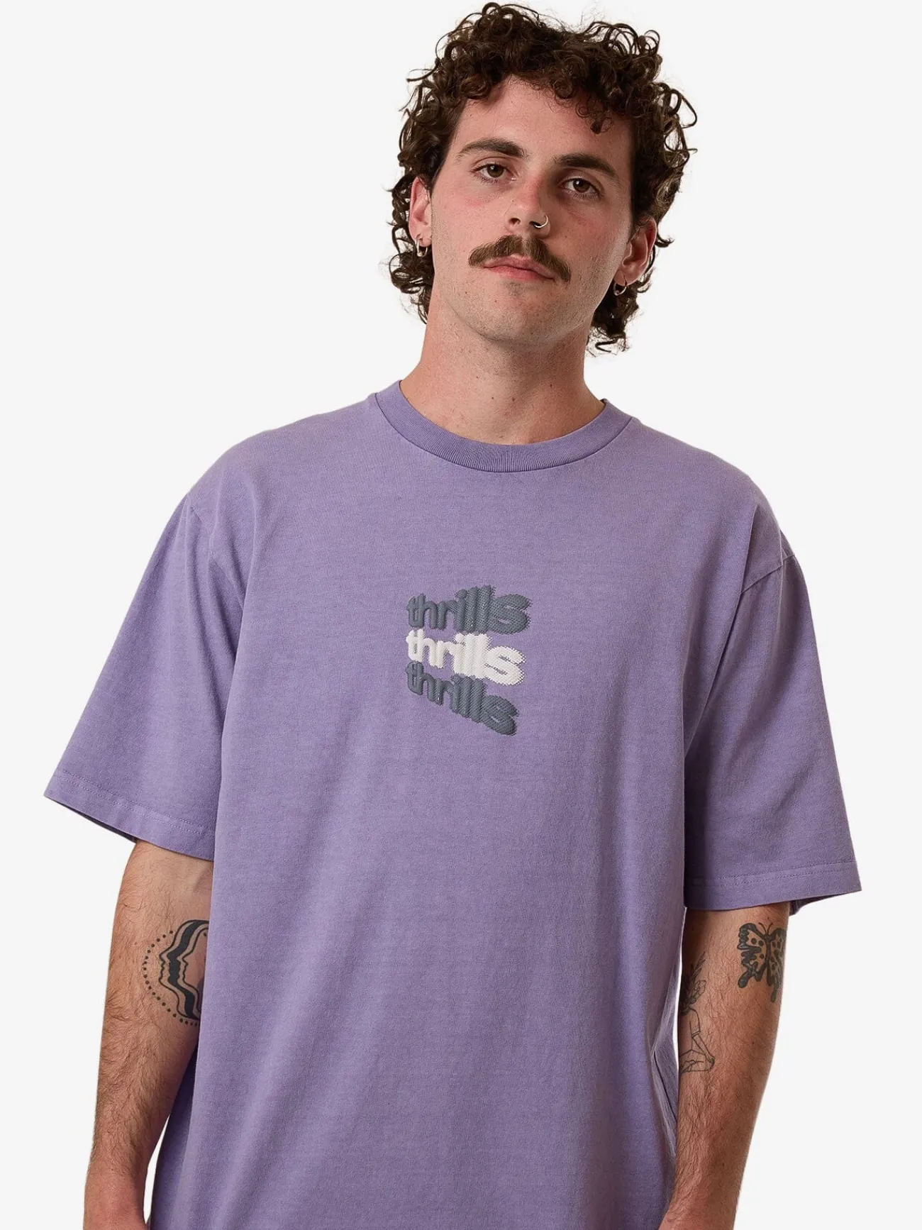 Discount Thrills Relax Your Eyes Oversize Fit Tee - Dusk