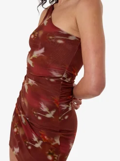 Outlet Thrills Rhapsody Floral Mini Dress - Cabernet