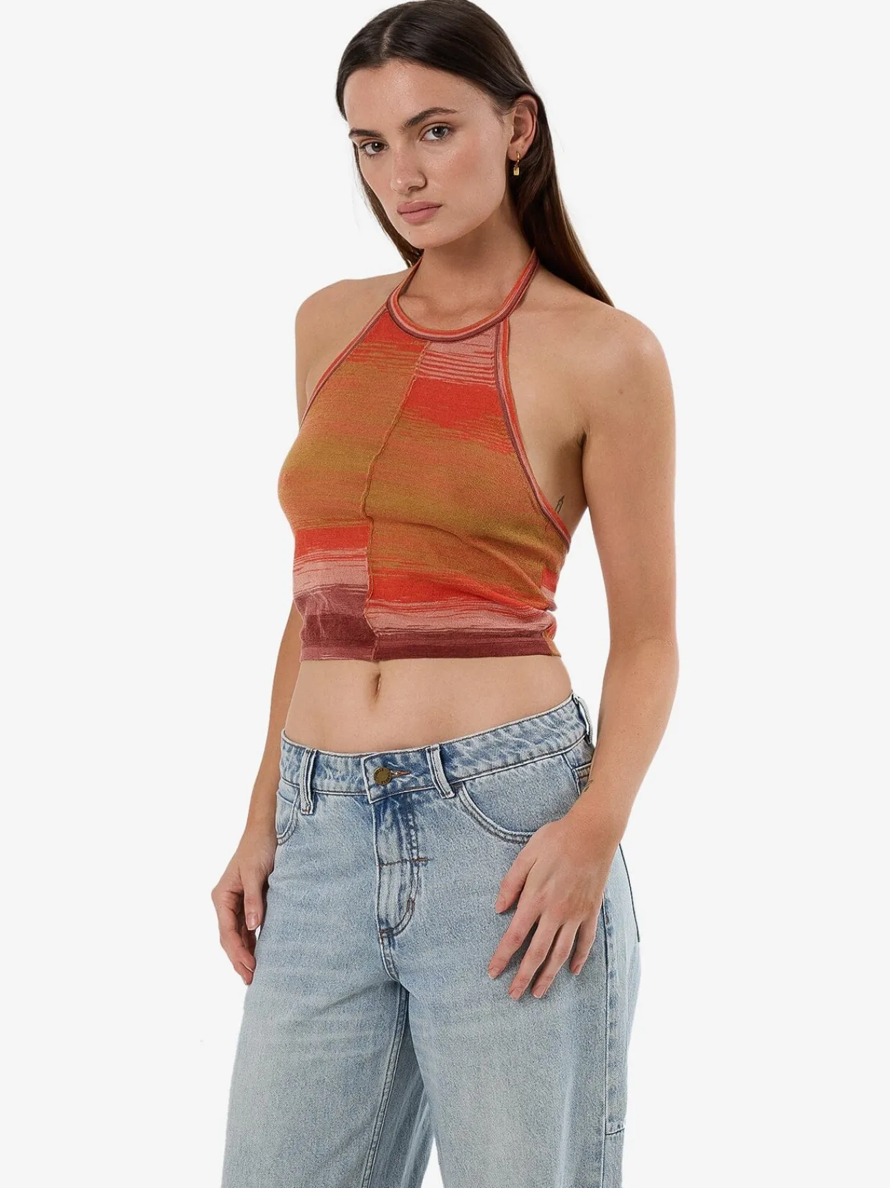 Clearance Thrills Rise Knit Halter Top - Berry