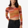 New Thrills Rise Knit Ls Top - Berry