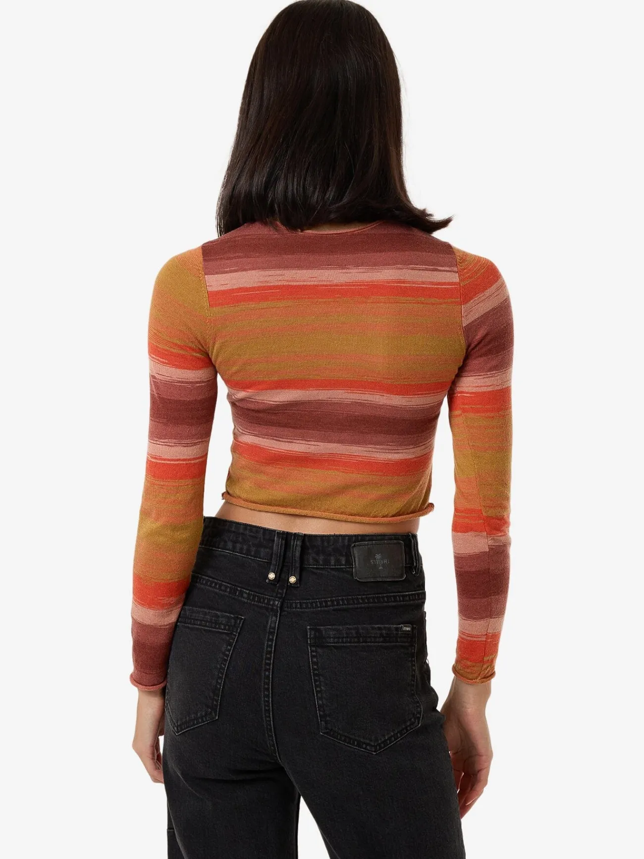 New Thrills Rise Knit Ls Top - Berry