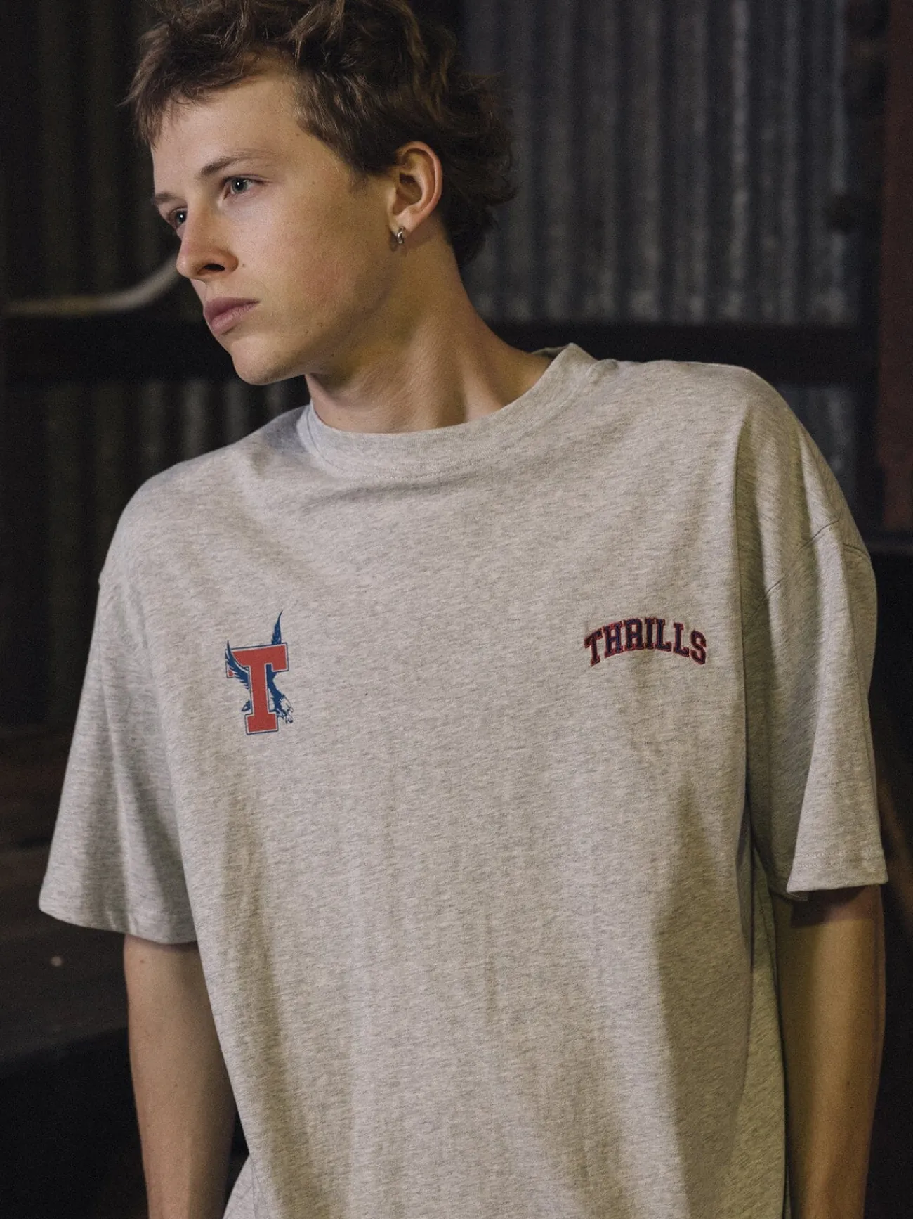 Hot Thrills Roosevelt Box Fit Oversize Tee - Snow Marle SnowMarle