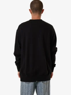 Online Thrills Roosevelt Emboss Oversize Crew Fleece - Black