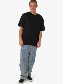 Discount Thrills Roosevelt Emboss Oversize Fit Tee - Black