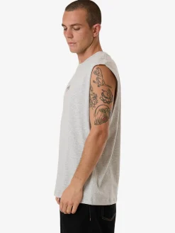 New Thrills Roosevelt Merch Fit Muscle Tee - Snow Marle SnowMarle