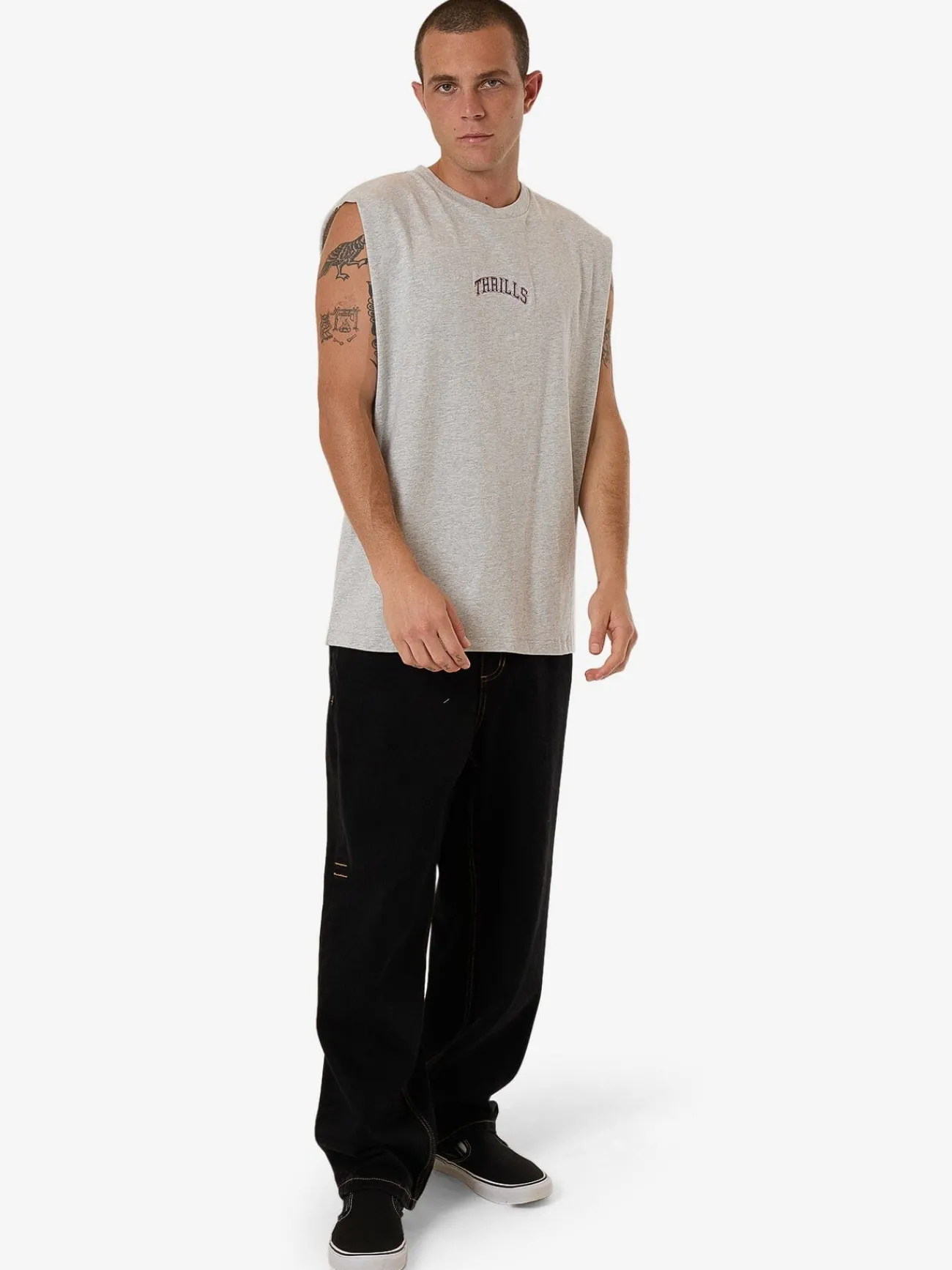 New Thrills Roosevelt Merch Fit Muscle Tee - Snow Marle SnowMarle