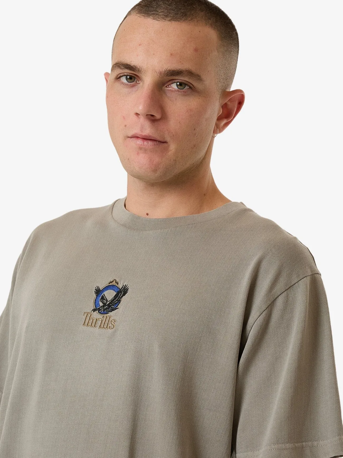 Hot Thrills Royalty Embro Merch Fit Tee - Fog