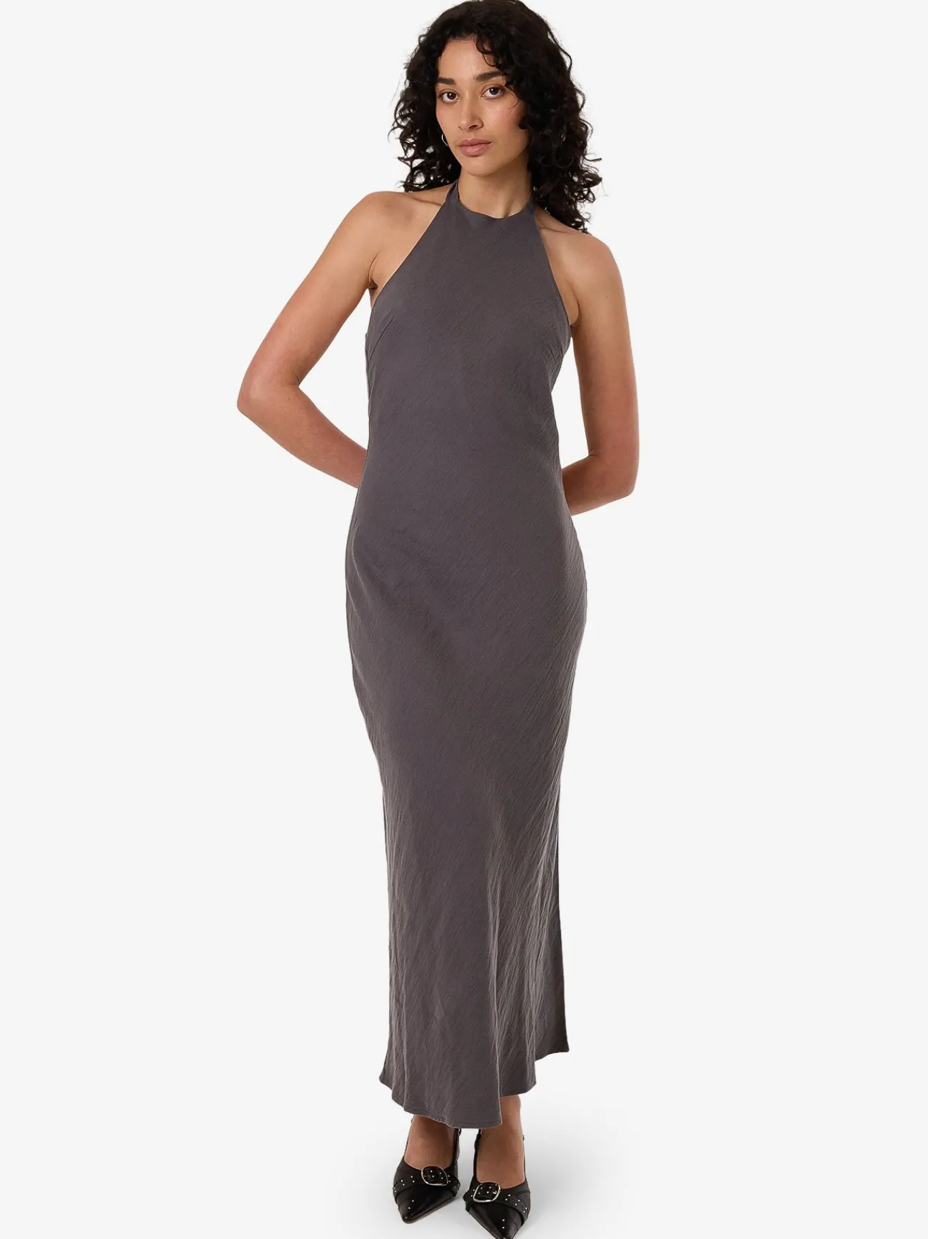 Sale Thrills Rumi Halter Bias Dress - Charcoal