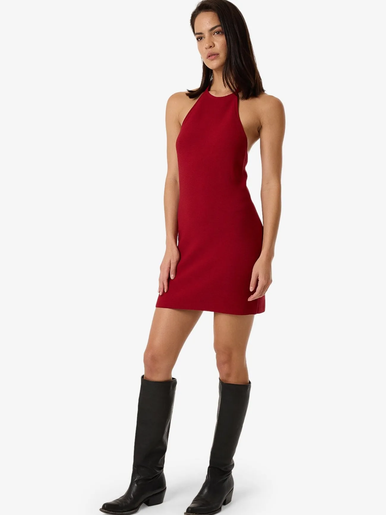 Best Thrills Scarlett Knit Halter Dress - Chilli Pepper ChilliPepper