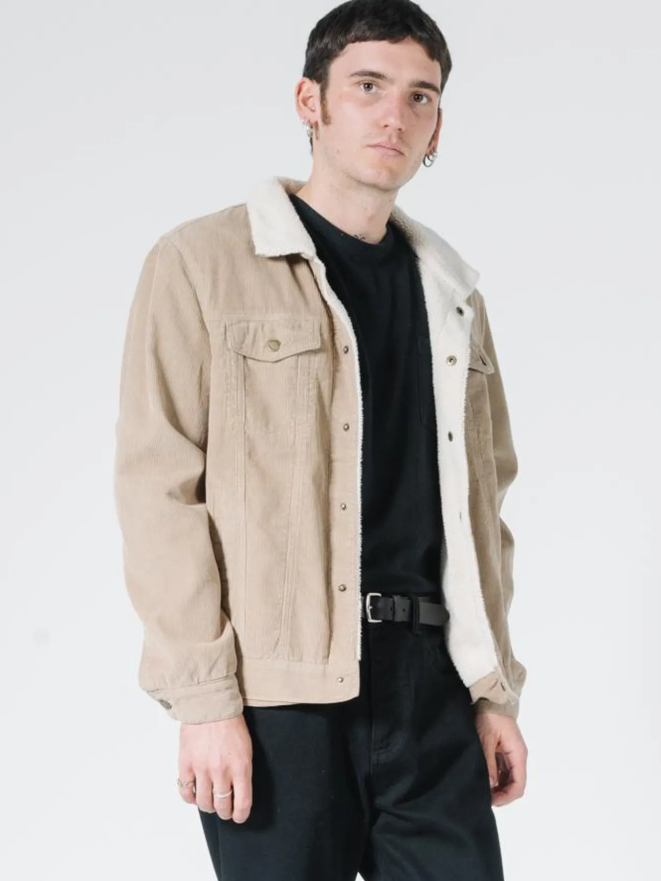 Hot Thrills Sherpa Wanderer Corduroy Jacket - Vintage Khaki VintageKhaki