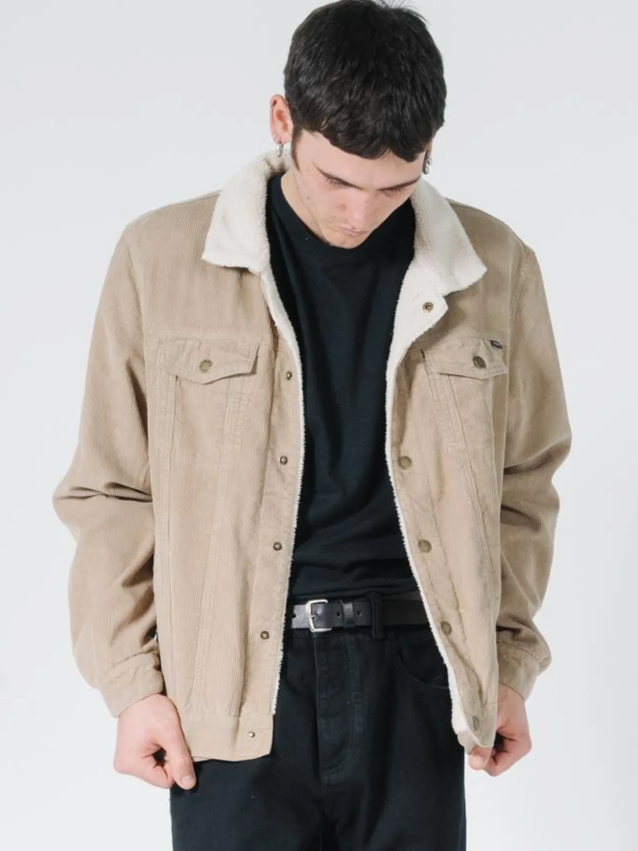 Hot Thrills Sherpa Wanderer Corduroy Jacket - Vintage Khaki VintageKhaki
