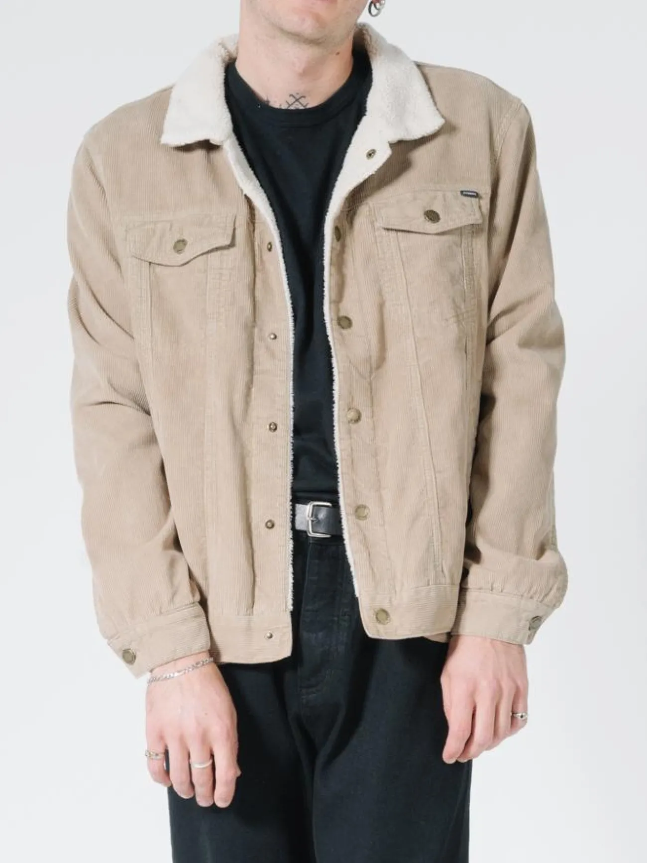 Hot Thrills Sherpa Wanderer Corduroy Jacket - Vintage Khaki VintageKhaki