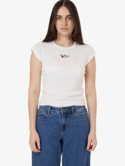 Sale Thrills Signature Rose Cap Sleeve Tee - Dirty White DirtyWhite