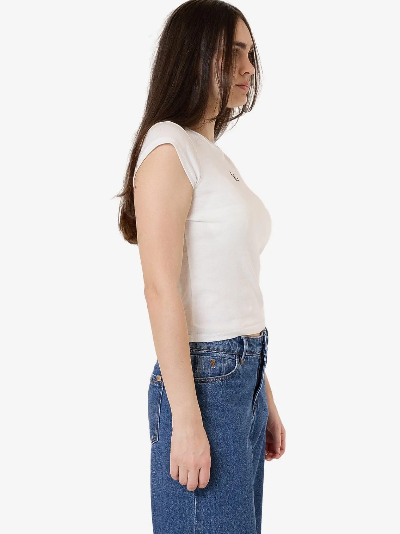 Sale Thrills Signature Rose Cap Sleeve Tee - Dirty White DirtyWhite