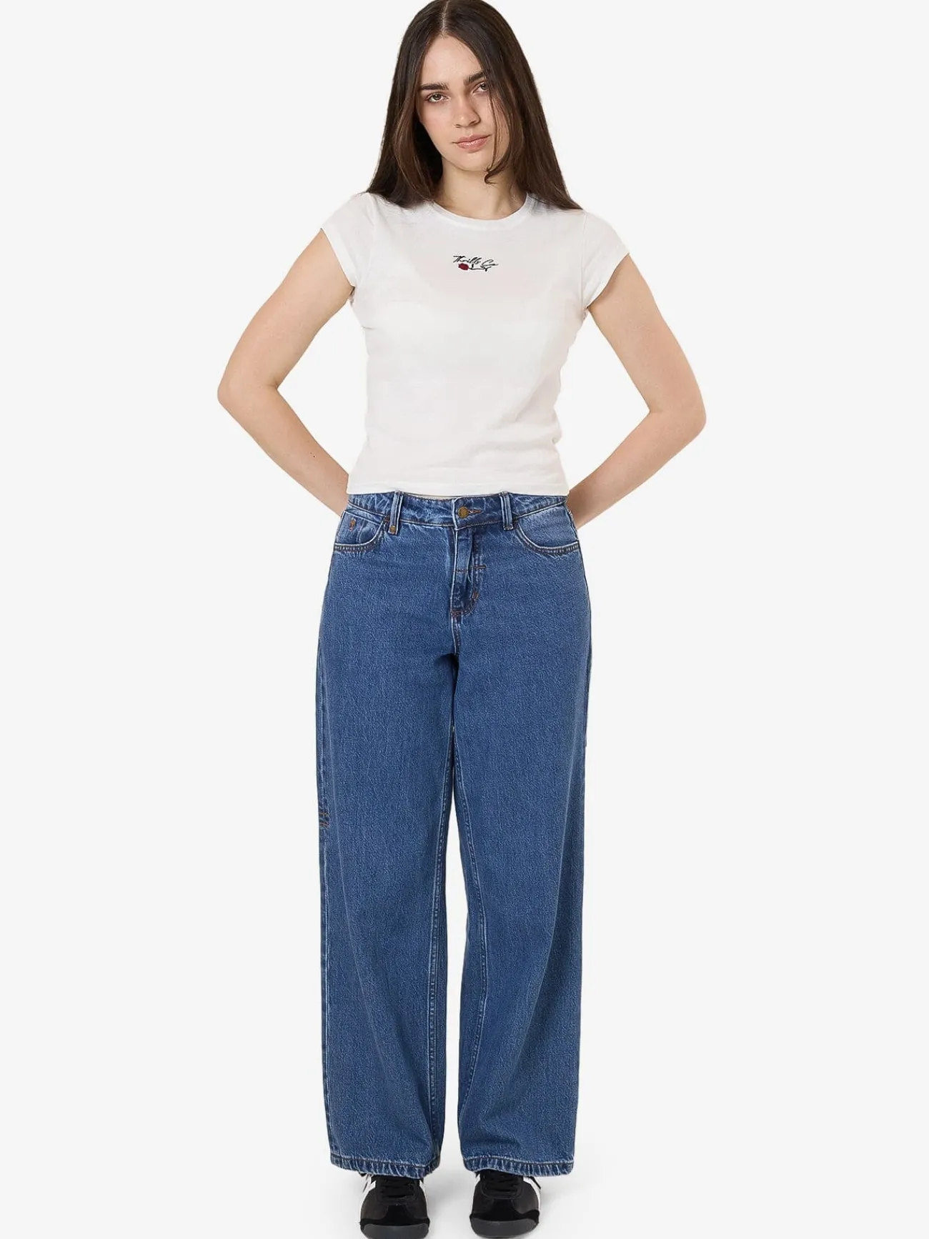 Sale Thrills Signature Rose Cap Sleeve Tee - Dirty White DirtyWhite