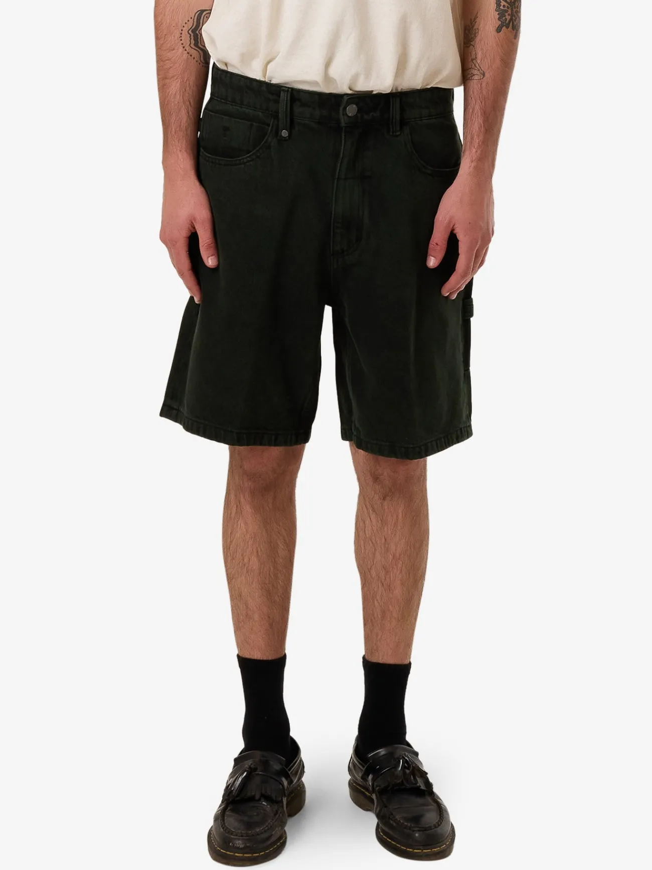 Sale Thrills Slacker Denim Short - Oil Green - Black