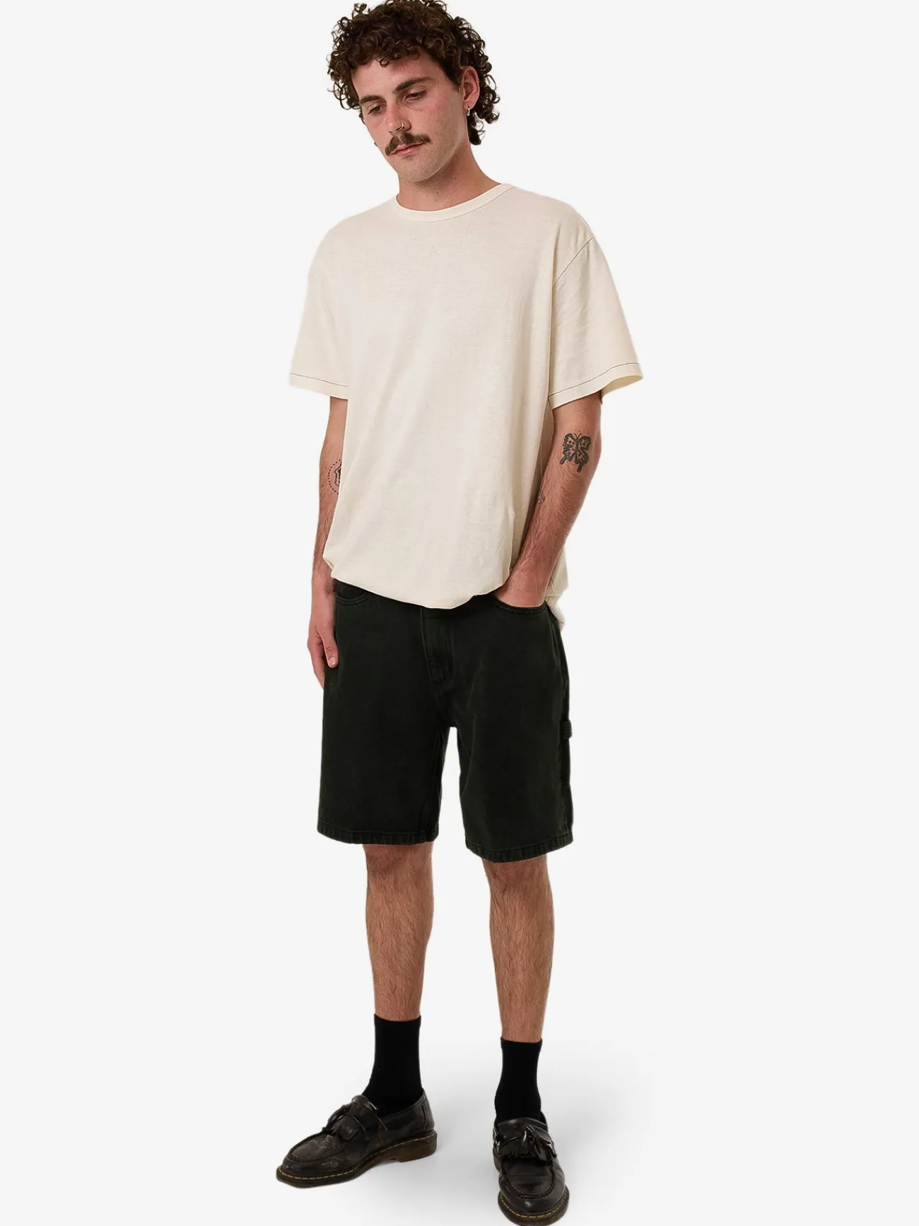 Sale Thrills Slacker Denim Short - Oil Green - Black
