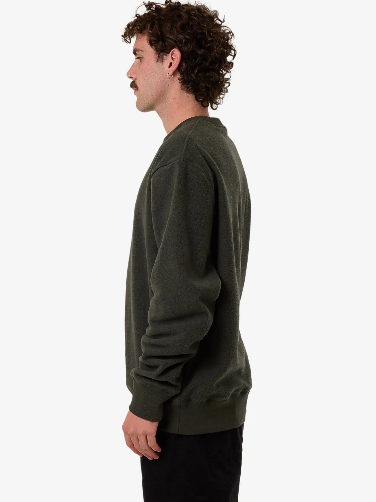 Clearance Thrills Solace Of Nature Oversize Polar Fleece Crew - Oil Green OilGreen