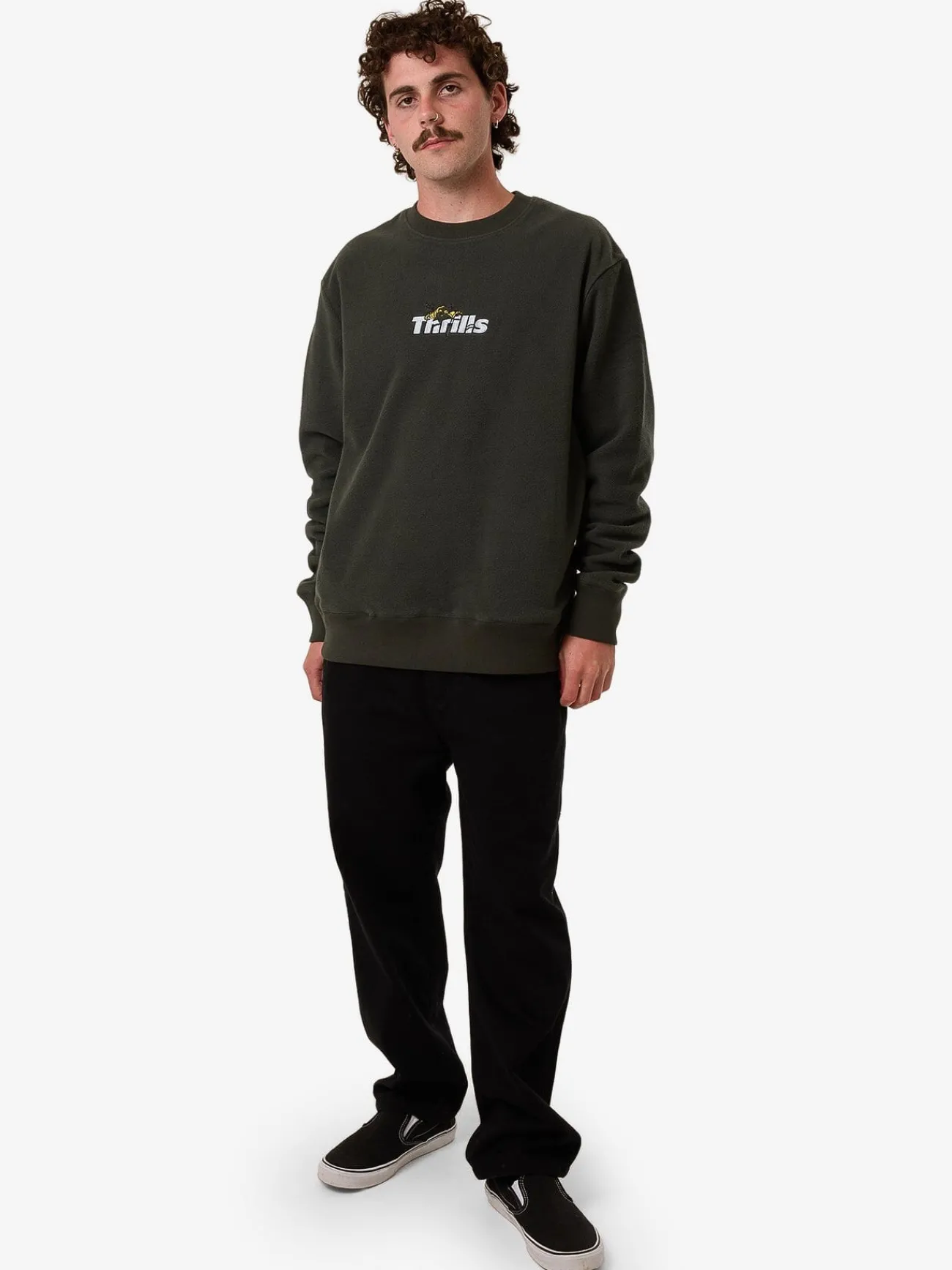 Clearance Thrills Solace Of Nature Oversize Polar Fleece Crew - Oil Green OilGreen
