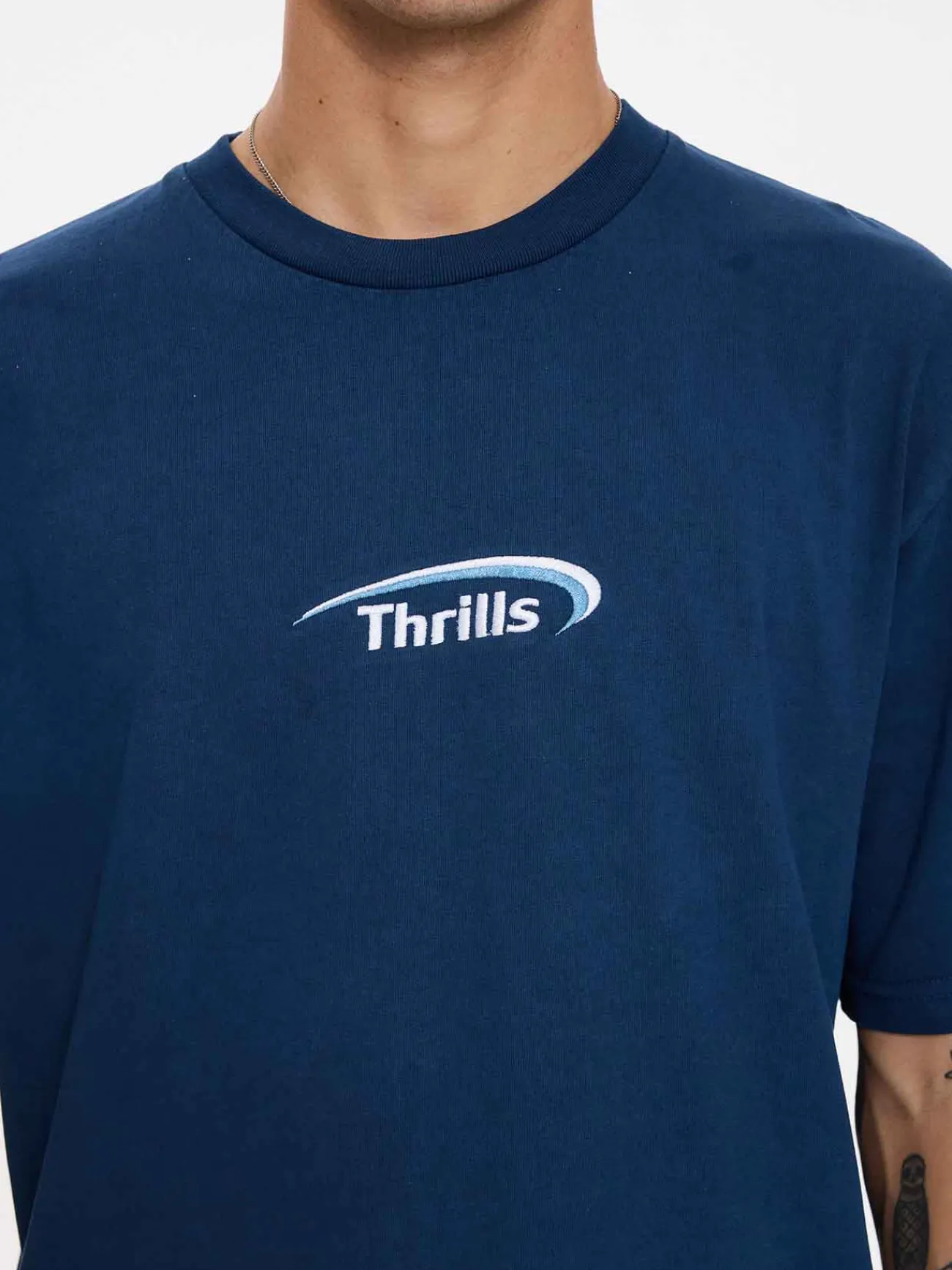 Online Thrills Sphere Embro Merch Fit Tee - Ensign Blue EnsignBlue