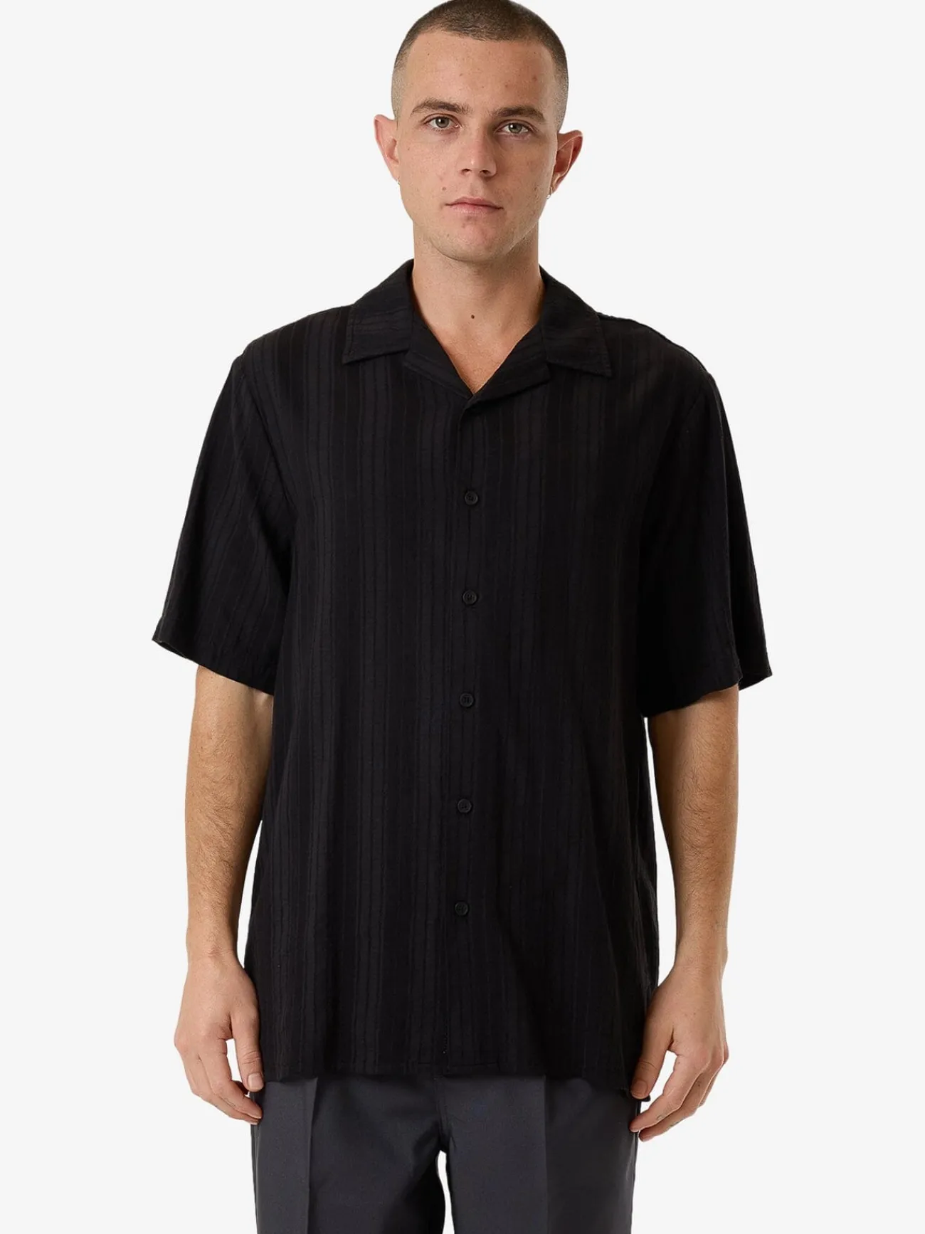 New Thrills Swan Song Bowling Shirt - Black