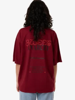 New Thrills Sweet Anarchy Oversized Tee - Cabernet