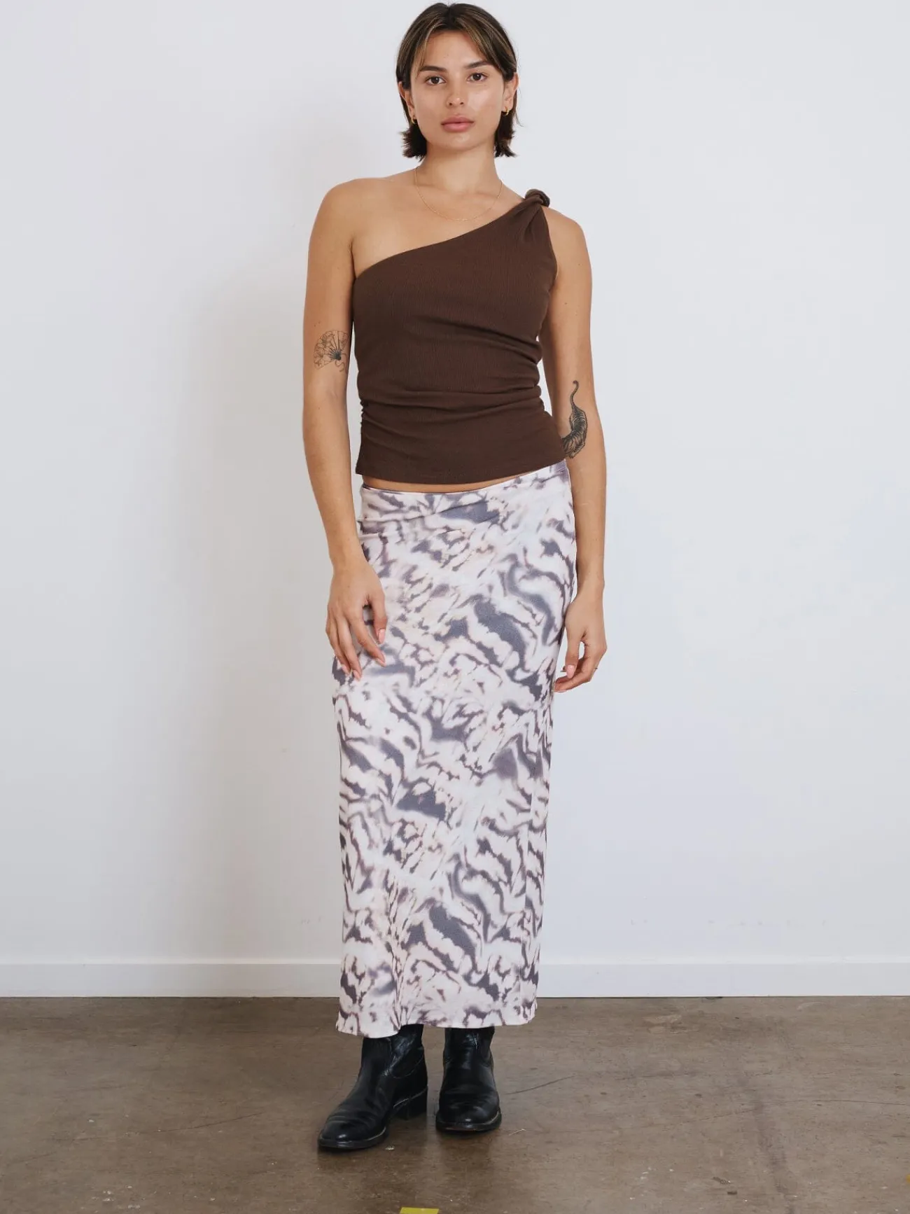 New Thrills Sylvie Gathered Skirt - Oatmeal