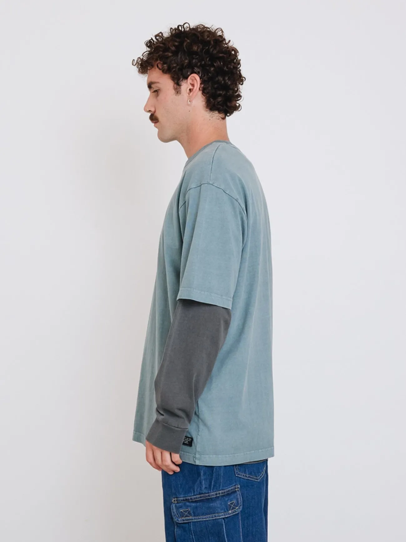 Hot Thrills Military Oversize Fit Tee - Stormy Sea StormySea