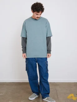 Hot Thrills Military Oversize Fit Tee - Stormy Sea StormySea