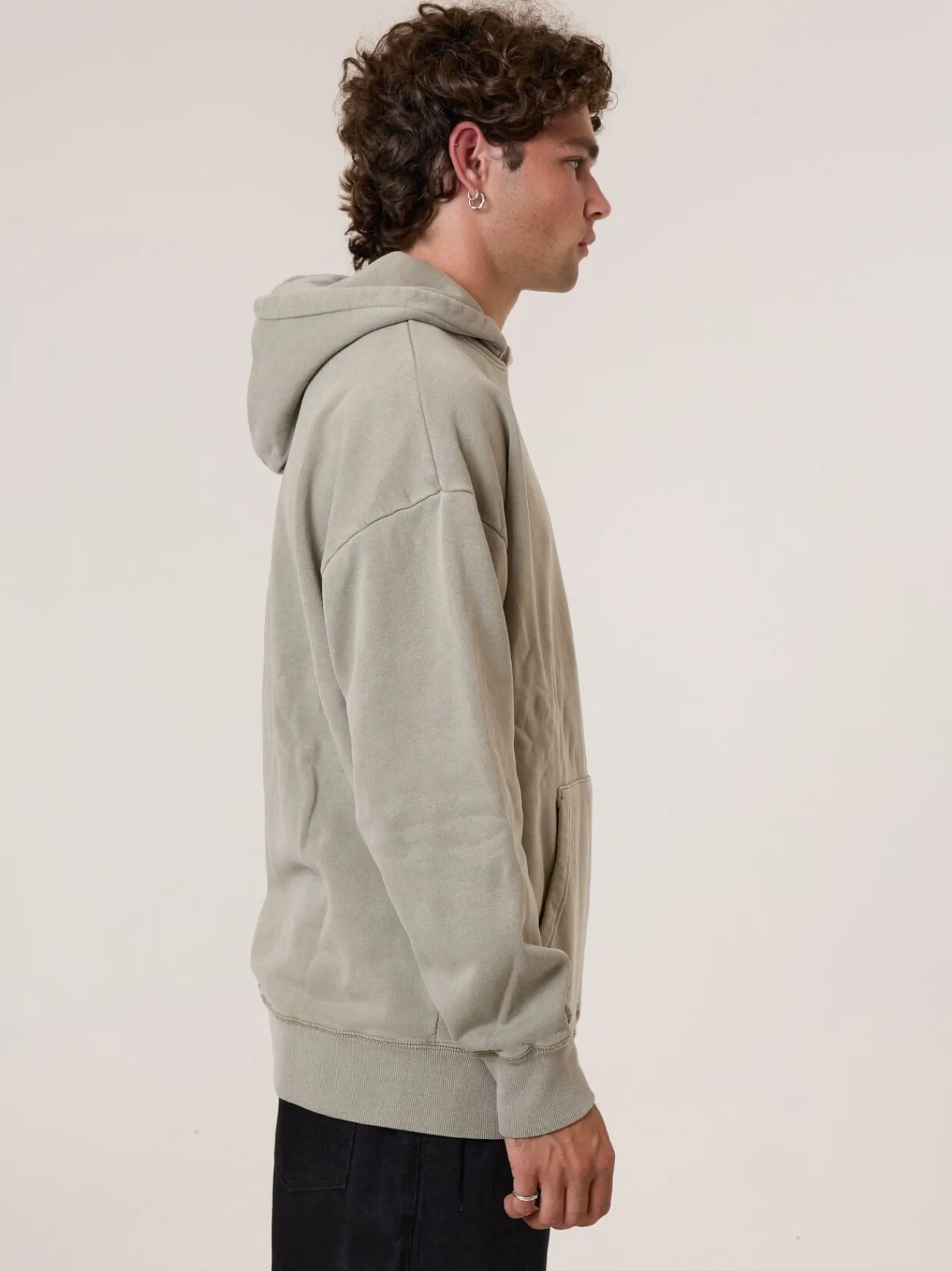 Hot Thrills Military Slouch Pull On Hood - Aluminium