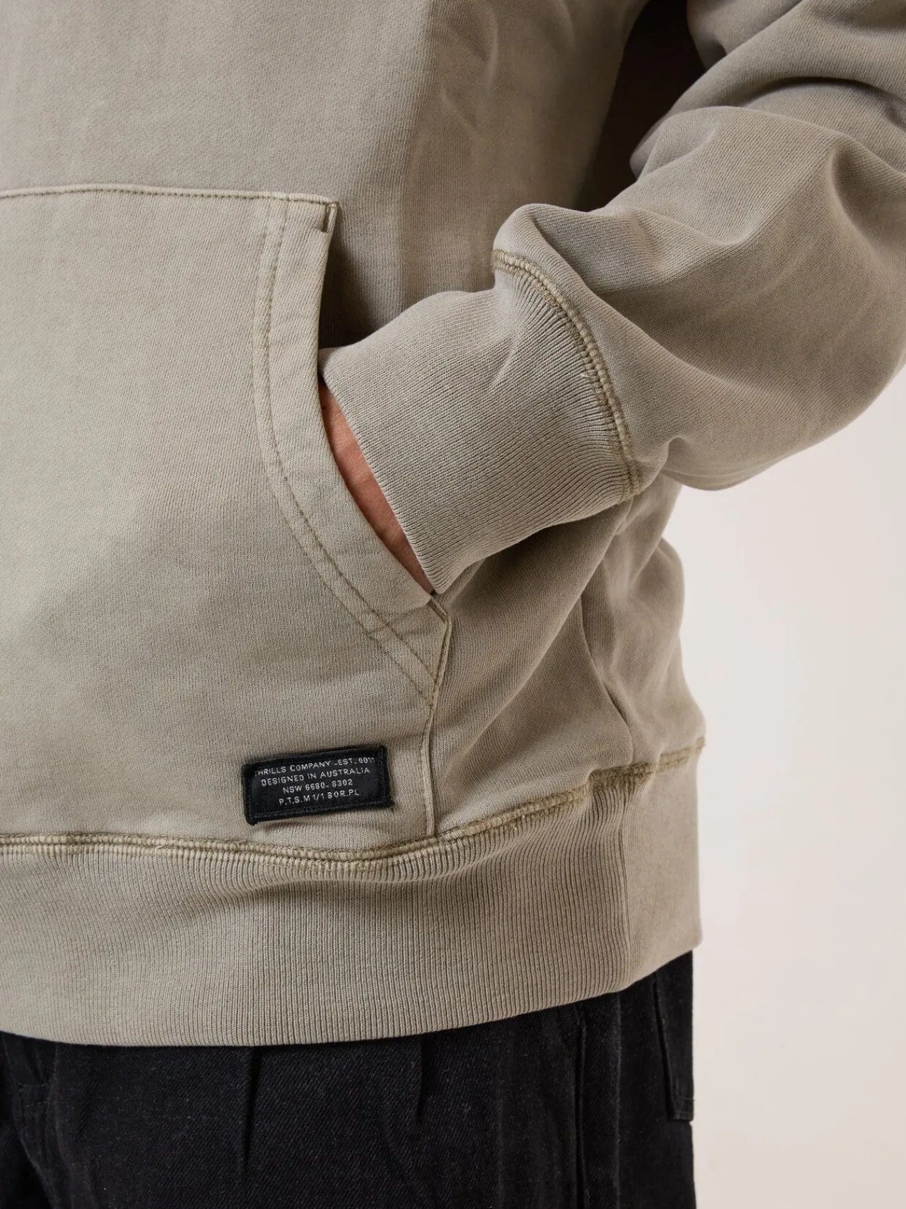 Hot Thrills Military Slouch Pull On Hood - Aluminium