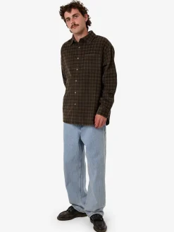 Fashion Thrills Union Cord Check Long Sleeve Shirt - Falcon
