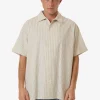 Best Thrills Union Short Sleeve Stripe Work Shirt - Grape Leaf GrapeLeaf