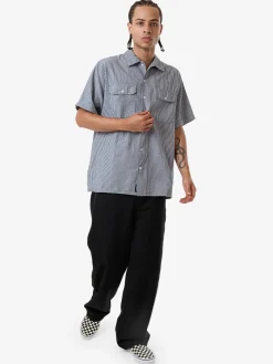 New Thrills Union Short Sleeve Stripe Work Shirt - Light Petrol LightPetrol
