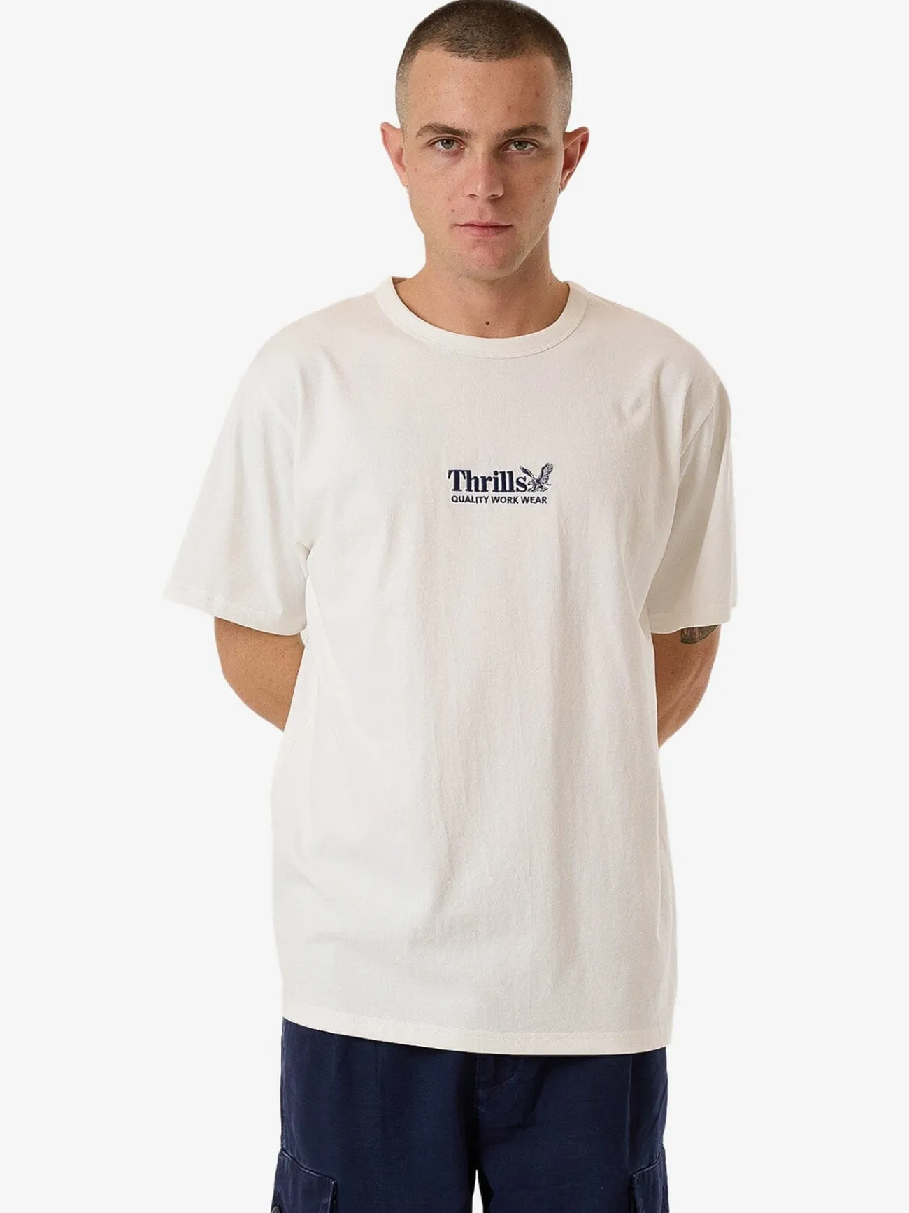 Hot Thrills Workwear Embro Merch Fit Tee - Dirty White DirtyWhite