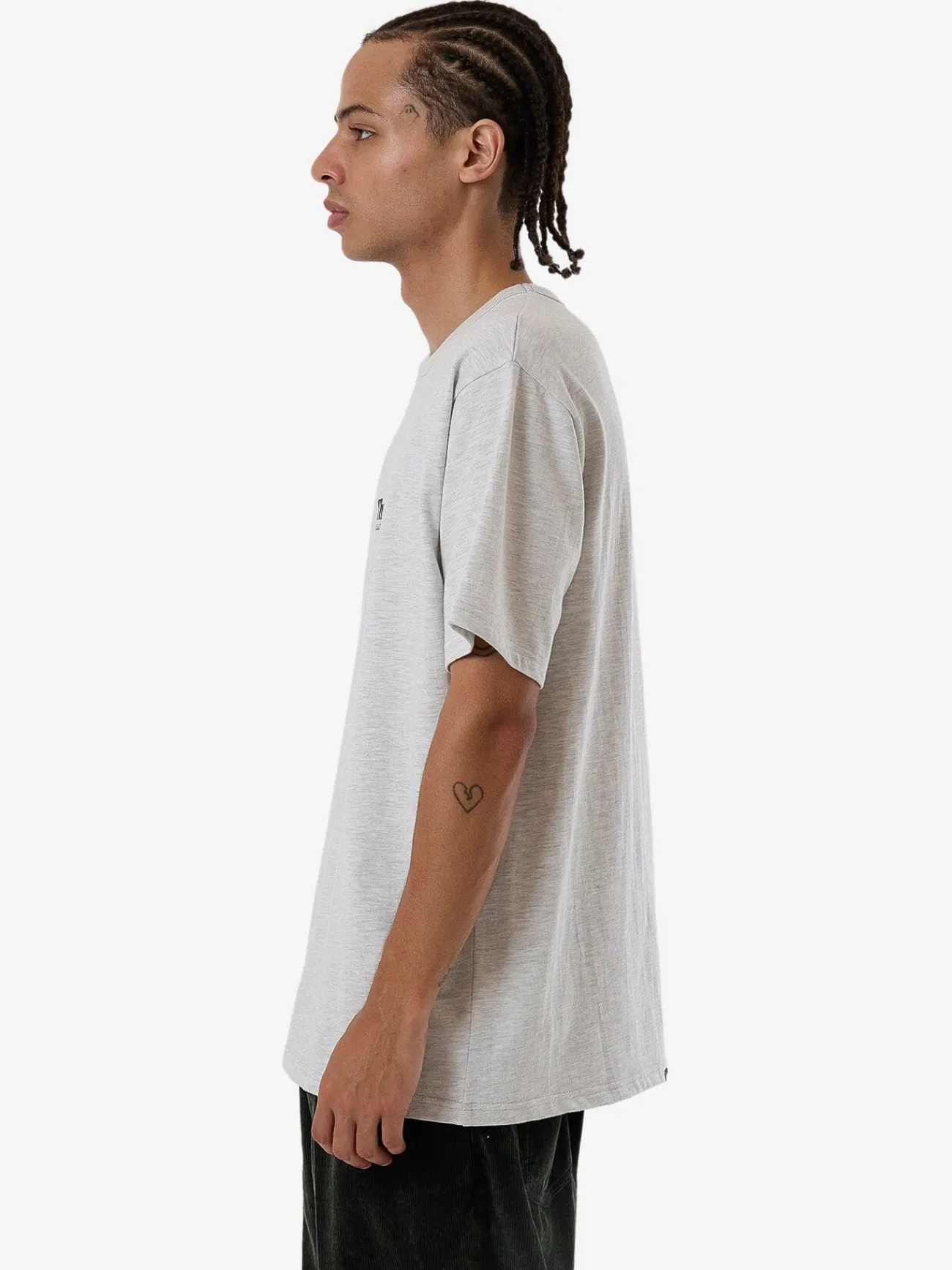Discount Thrills Workwear Embro Merch Fit Tee - White Marle WhiteMarle