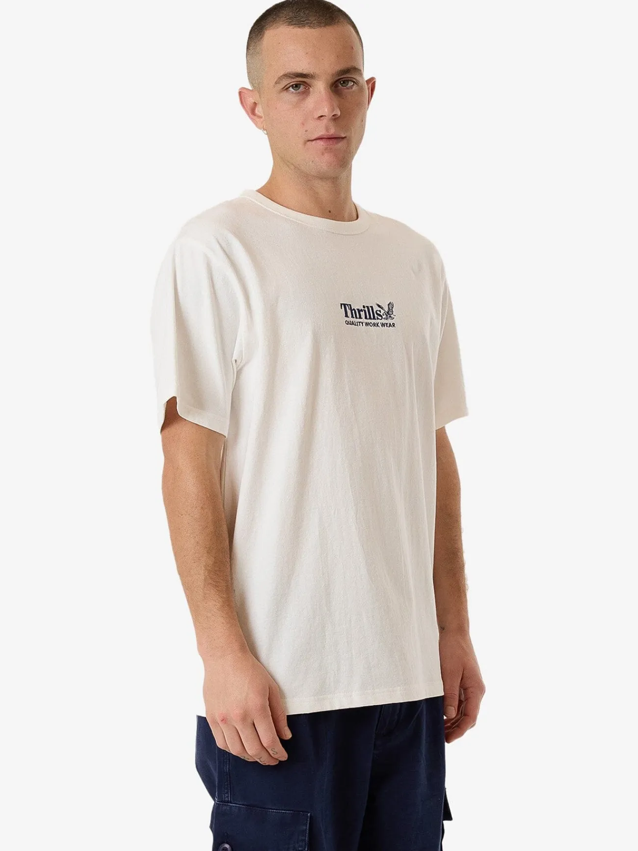Hot Thrills Workwear Embro Merch Fit Tee - Dirty White DirtyWhite