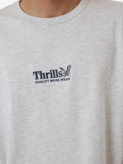 Discount Thrills Workwear Embro Merch Fit Tee - White Marle WhiteMarle