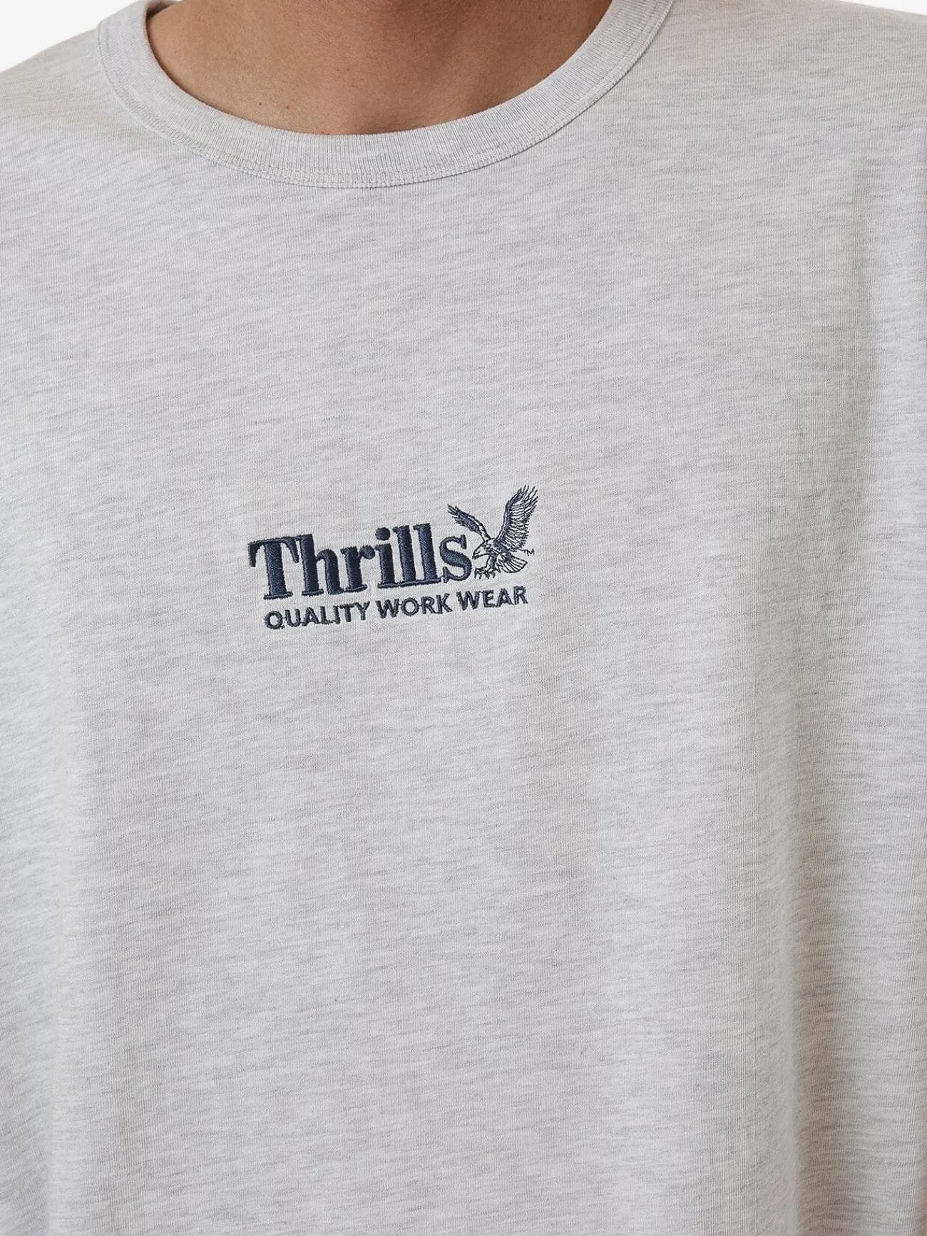 Discount Thrills Workwear Embro Merch Fit Tee - White Marle WhiteMarle