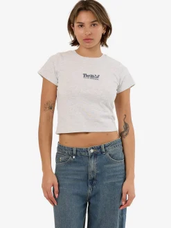 Discount Thrills Workwear Embro Mini Tee - White Marle WhiteMarle