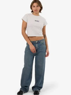 Discount Thrills Workwear Embro Mini Tee - White Marle WhiteMarle