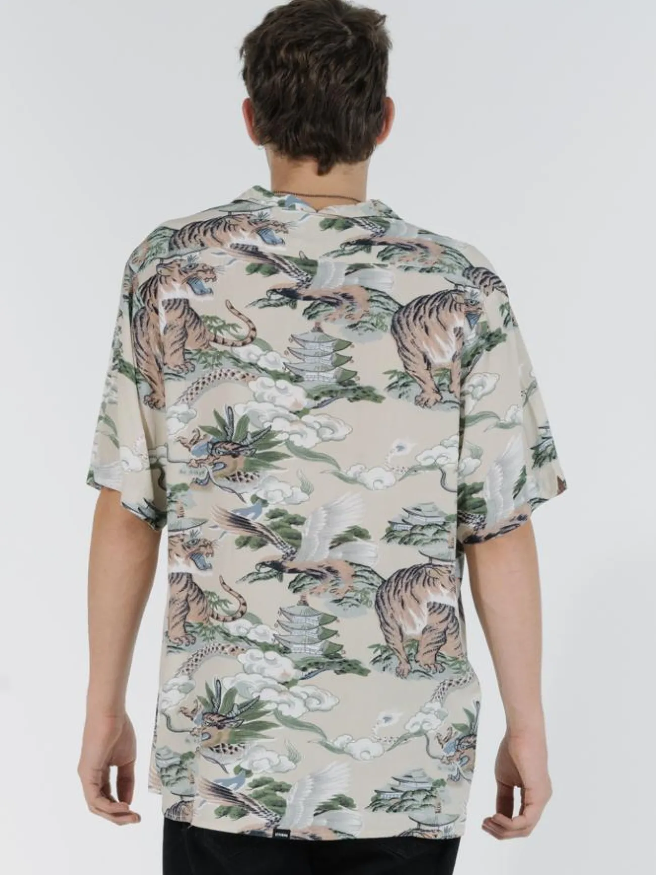 Clearance Thrills Tiger Vs Falcon Bowling Shirt - Tan